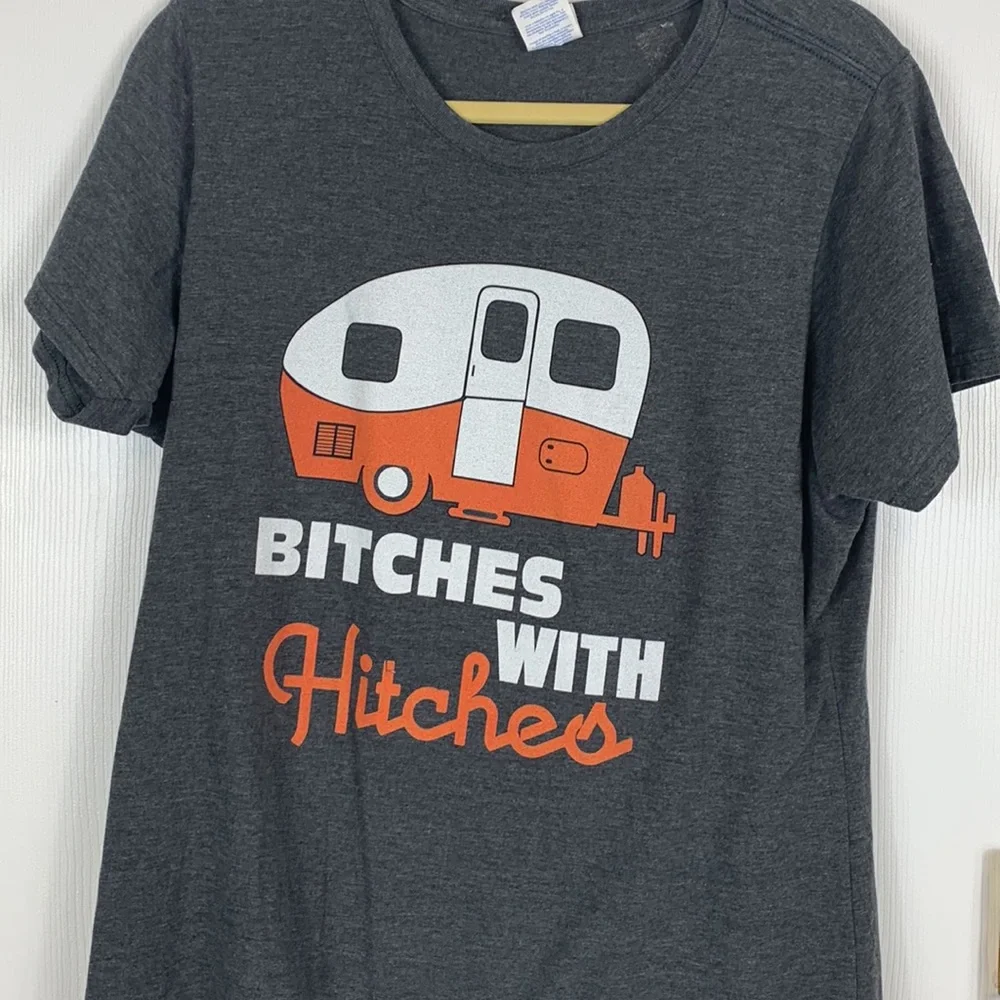 Heather grey short sleeved tee shirt size XL. Has a camper on front. - Picture 2 of 6
